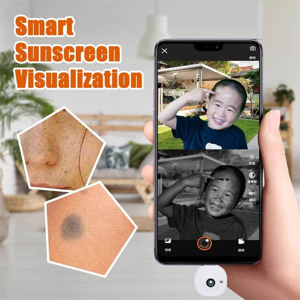 미니 UV 카메라 휴대용 자외선 차단제 테스터 얼굴 자외선 차단 및 메이크업 제거용 모바일 자외선 차단제