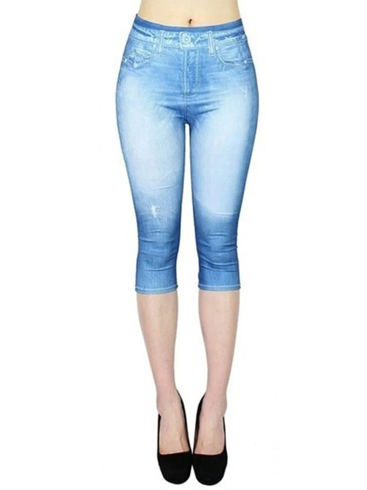YSDNCHI Blue Faux Jeans Workout Women Push Up Gym Butterfly Printed Leggings Sport Leggin Stretchy Short Pants Hot Sale Capris nike leggings