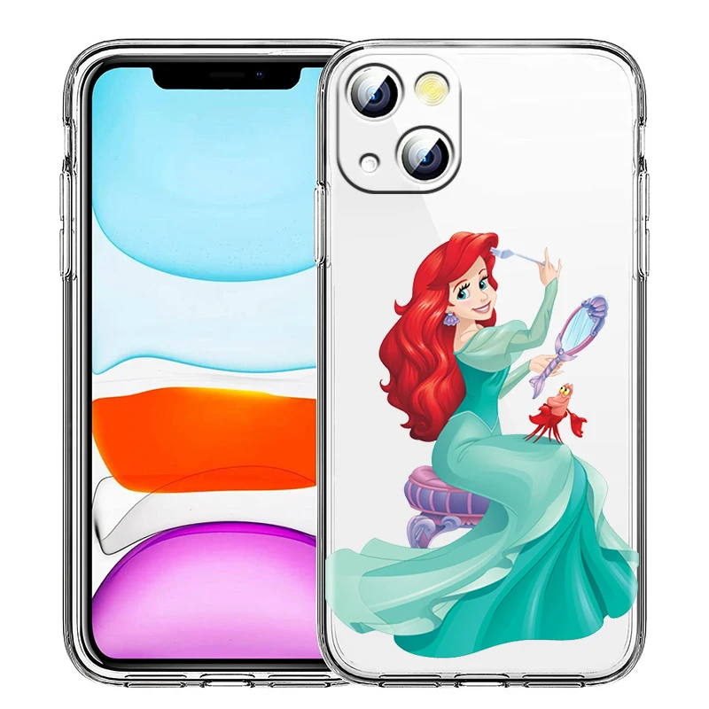 Mermaid Disney Princess Phone Case for Apple iPhone 14 13 12 11 Pro Max X XR XS 8 7 6 Transparent Silicone Shell Cover Fundas iphone 13 mini silicone case