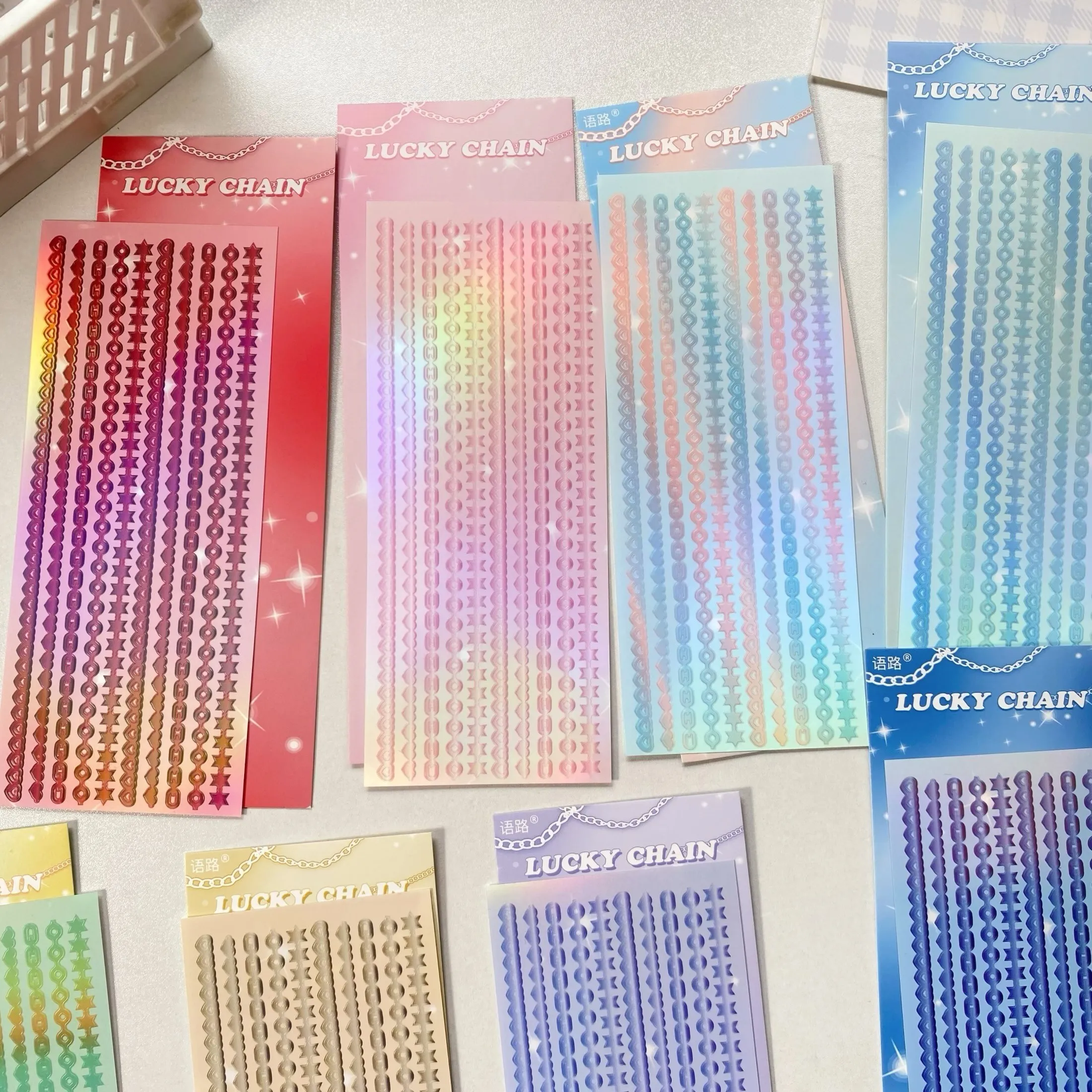 Kpop Laser Chains Decorative Sticker For Photocards Diy Adhensive Material Notebooks Agenda Postcards Gookca Kawaii Stationary