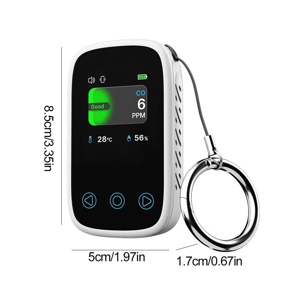 3 in 1 Air Quality Tester NDIR Sensor Portable Carbon Monoxide Temperature Humidity Detector Auto Brightness Type-C Rechargeable