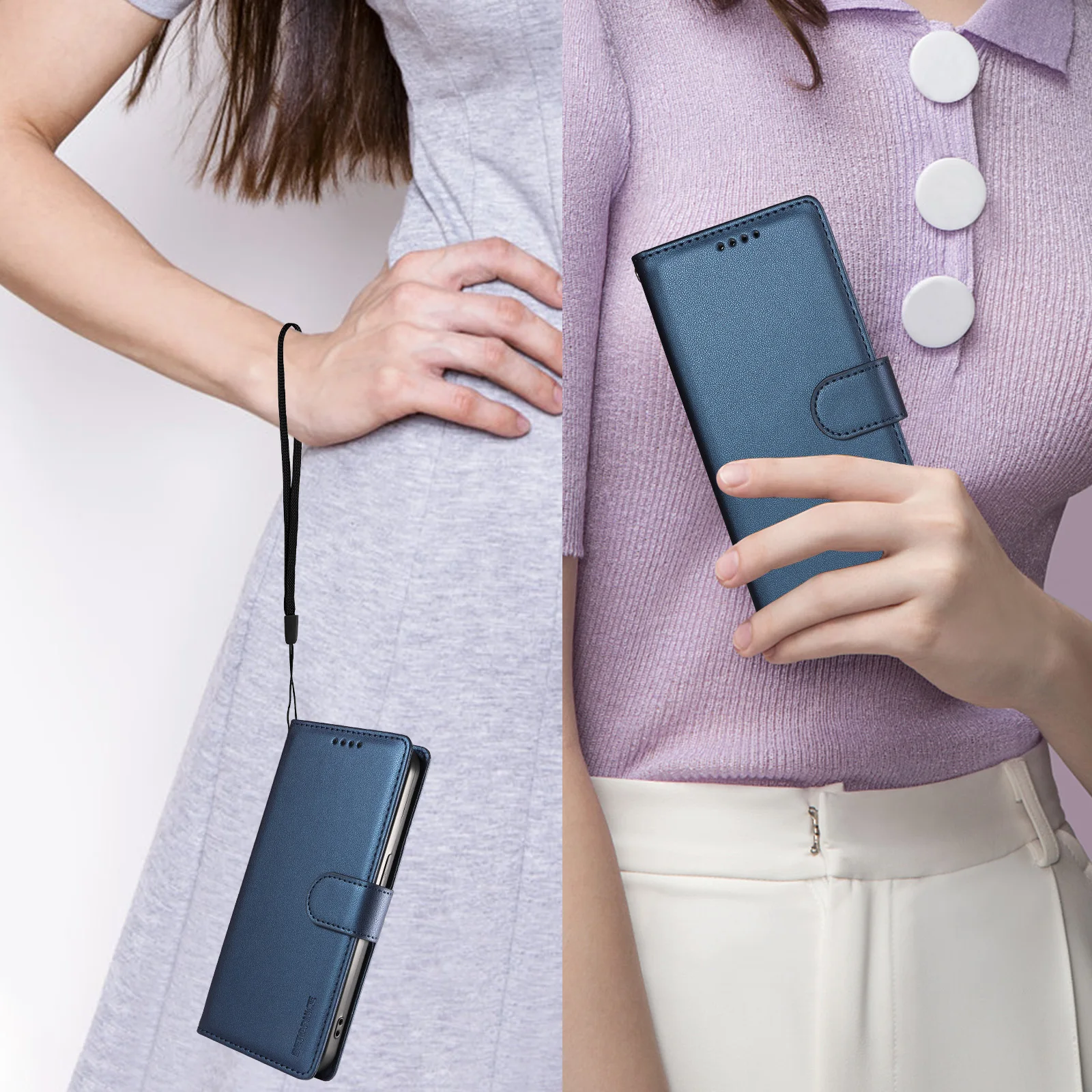 Magnetic RFID Blocking Leather Wallet Case with Card Slot & Shockproof Protection
