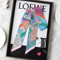 2024 Korean Fashion New Women's Twill Decorative Ribbon Small Scarf Binding Bag Handle Ribbon Hair Band Small Scarf Headband 1