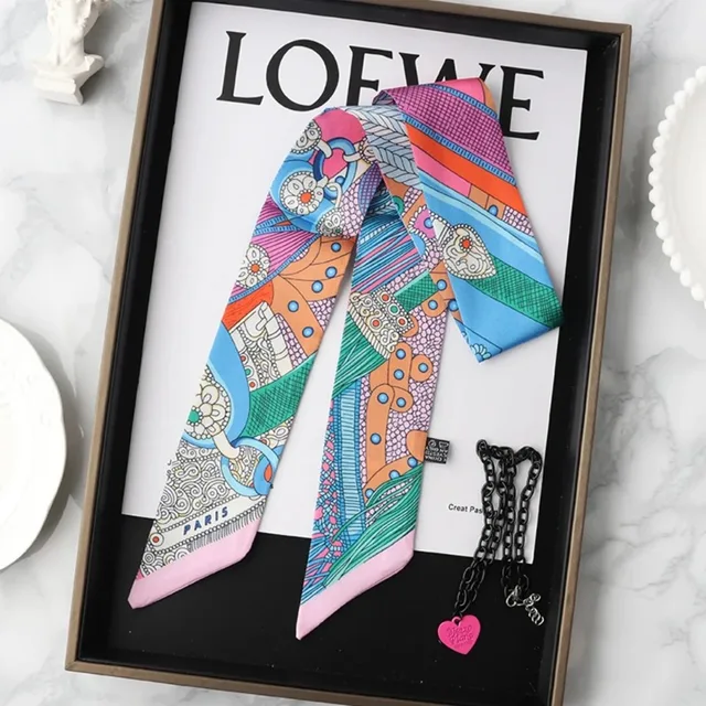 2024 Korean Fashion New Women's Twill Decorative Ribbon Small Scarf Binding Bag Handle Ribbon Hair Band Small Scarf Headband 1