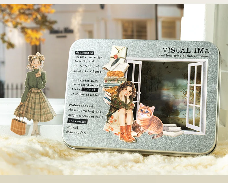 Journal GO 10 Stück Girl by the Window Aufkleber Vintage Journal Landschaftsbau Material Collage Kreative Scrapbooking Kartenaufkleber – Detail 10