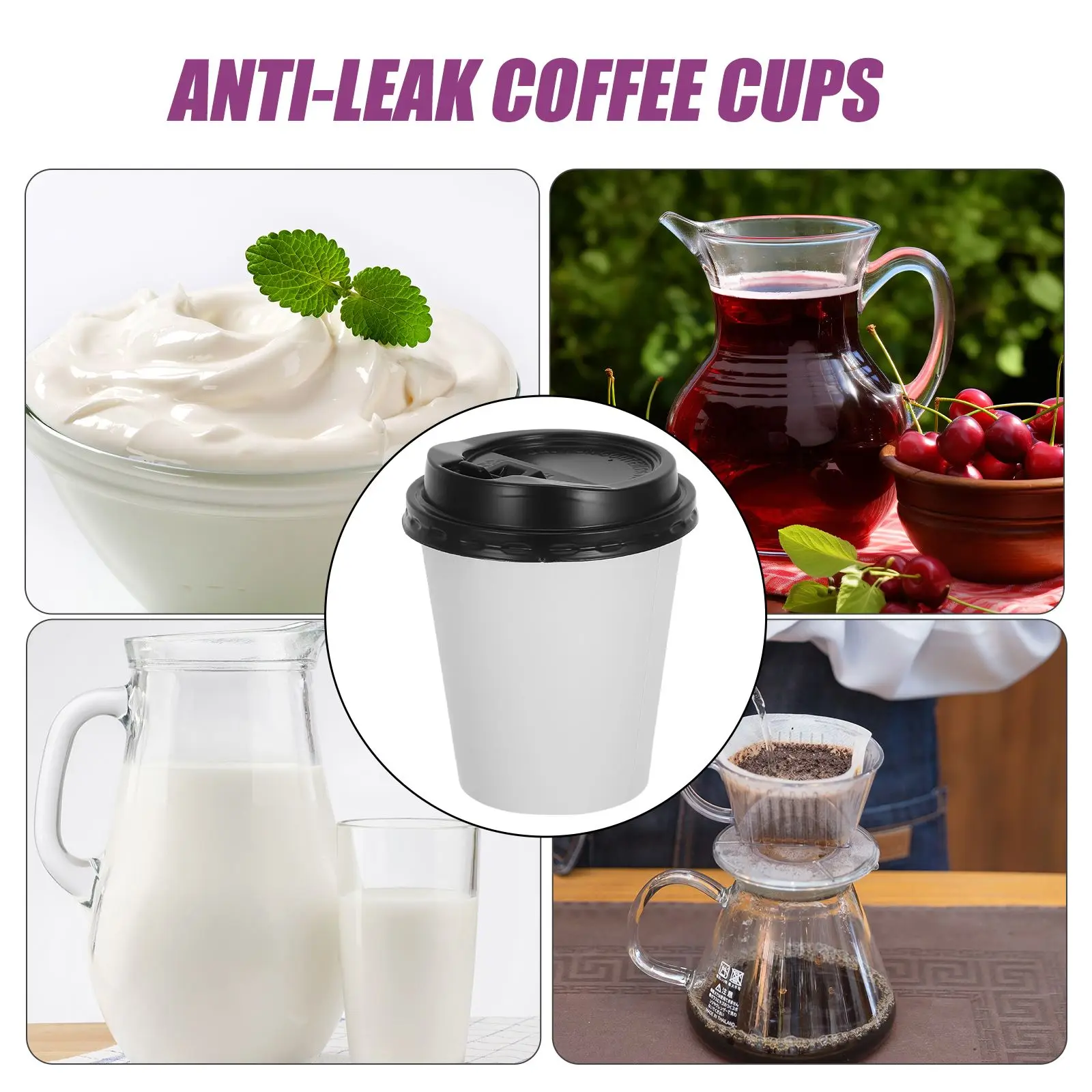 50pcs Disposable Coffee Cups Insulation Takeaway Double-layer Paper Cup with Lid 280ml 350ml for Party Wedding Drinking Cups