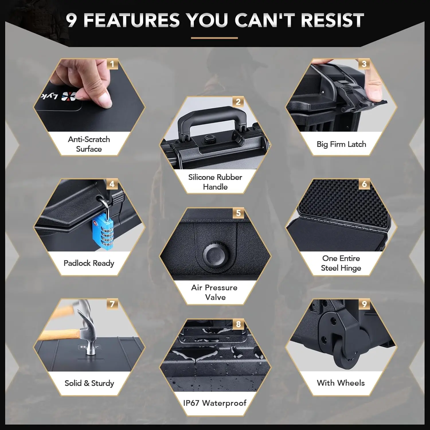 Waterproof Hard Case with Wheels and Customizable Foam, Interior Size 20.3x11.3x7.3 inch, Suitable for camera, lens, drone, mic, 5