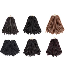 

Clover Leaf Synthetic Crochet Braids Braiding Hair Extensions 14Inch 70g Faux Locs Afro Hairstyles Soft Dreadlock Brown Black