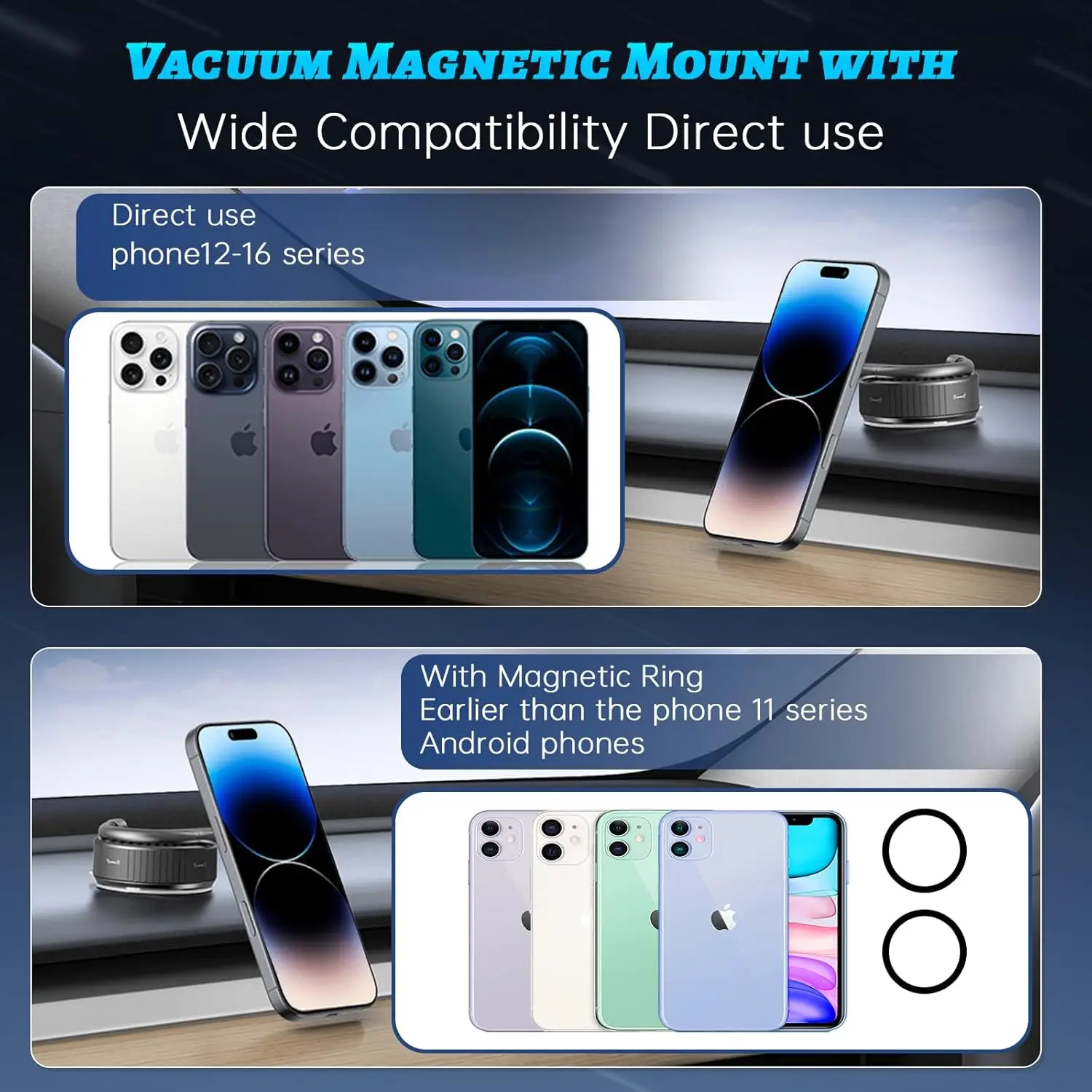 Foldable Vacuum Magnetic Phone Holder Vacuum Suction Stand for Car/Gym/Mirror/Shower For Magsafe iPhone 16~12 Pro Max Samsung
