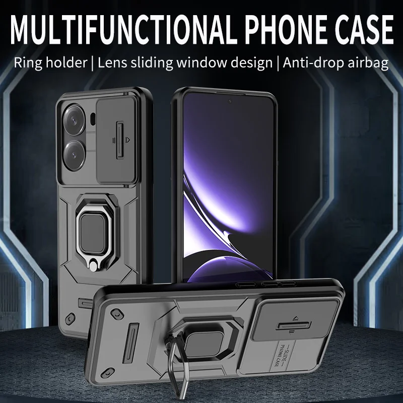 Slide Lens Armor Phone Case with Magnetic Ring Holder Cover - Enhanced Protection for Xiaomi Poco X7 Pro 5G