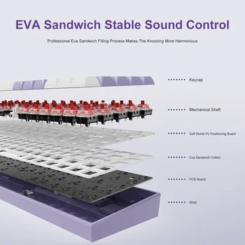 AJAZZ AK680 Mechanical Keyboard ABS Keycap 68 Keys Wired Wireless Bluetooth Gamer Keyboard Hot Swap Custom Gasket for Pc Laptop 4