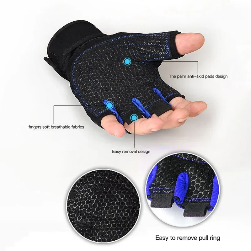 Sports Gloves Finger Gloves Fitness Half Finger Gloves Men and Women Wrist Guard Sports Dumbbell Riding Non Slip Horizontal Bar Exercise Training Hunting