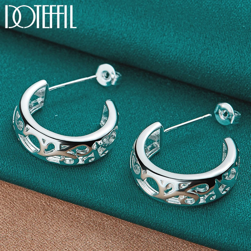 DOTEFFIL 925 Sterling Silver Geometry Stud Earrings Cute Romantic Jewelry For Women Wedding Party Gift Wholesale