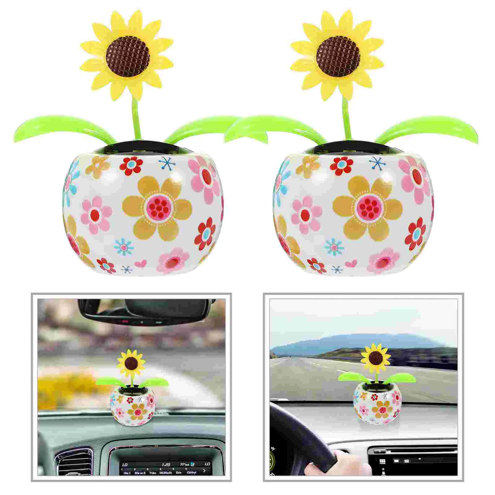 

2Pcs Solar Dancing Toys Sun flower Swinging Toys Beautiful Office Decoration