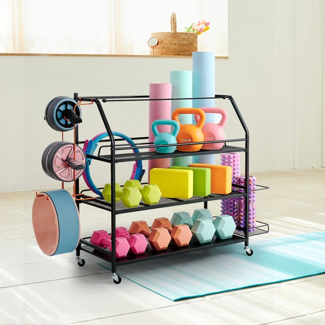 Home Gym Storage Rack-Peso Rack para Halteres-Yoga Mat Rack de  armazenamento com dois extra Side Space - Garage Storage - AliExpress