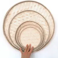Handmade Weaving Storage Trays Bamboo Sieve Bamboo Raft Round Dustpan Decorative Fruit Bread Basket Kitchen Storage Food Sieve 1