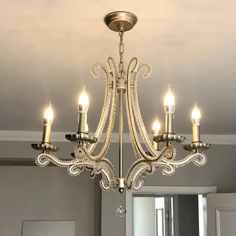 

American crystal chandelier, living room lamp, dining room lamp, iron art, rural minimalist French bedroom, American chandelier