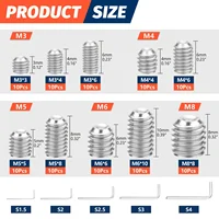 100 ชิ้นชุดสกรู Assortment Kit M3 M4 M5 M6 M8 พร้อมปุ่มอัลเลน 304 สแตนเลส Grub สกรูสําหรับติดตั้งลูกบิดก๊อกน้ําและอื่นๆ 2