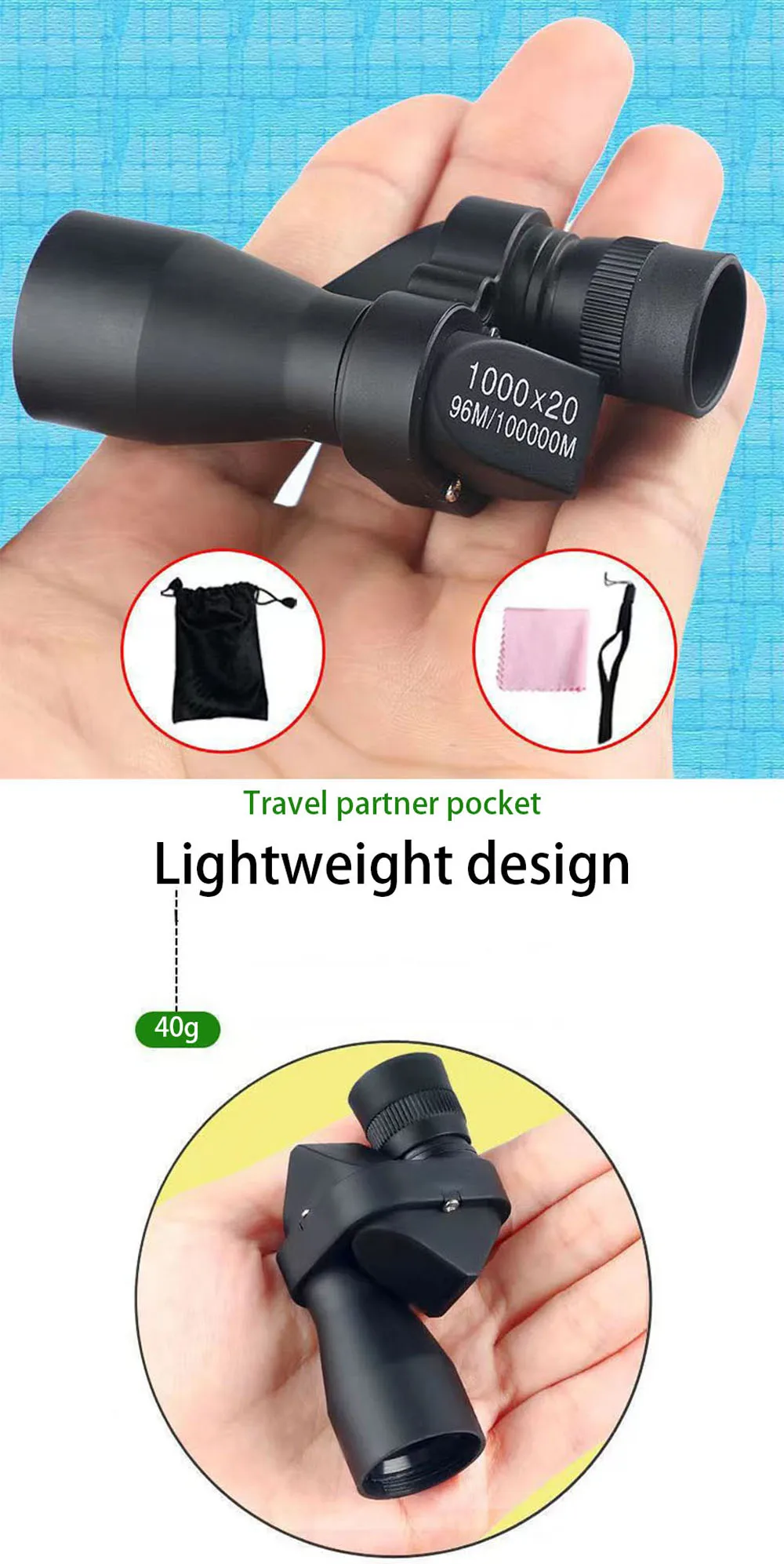 Tragbares HD-Mini-Taschen-Monokular-Teleskop mit hoher Vergrößerung Zoom für die Jagd auf Camping-Bergsteigen – Detail 1