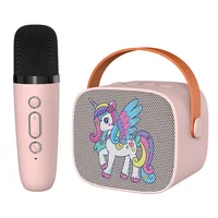 Mini Karaoke Machine Cartoon unicorn Portable Bluetooth Speaker With Microphone Singing Set for Children Family Karaoke Party 1