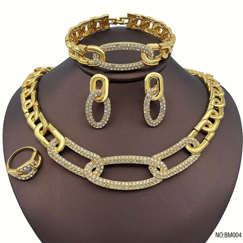 

Jewelry Sets Woman For Women 18k Gold Plated Necklace Bracelets Rings Earrings Set For Weding Party