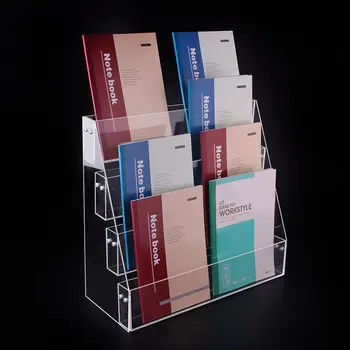 아크릴 선반, 2-5 레이어 책 디스플레이 랙, 노트북 사다리 랙, 문구점 탄창 신문 펜꽂이 보관 랙