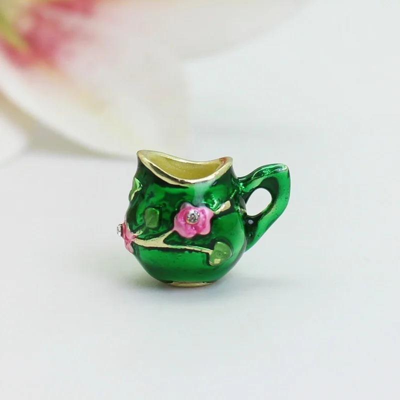 SHINNYGIFTS Marokkanisches Teekannen-Set, Schmuck-Schmuckkästchen, aufklappbar, handbemalt, Emaille, geschätzen Schmuckstücke, Sammlerstück, Schmuckschatulle, Ring – Detail 16