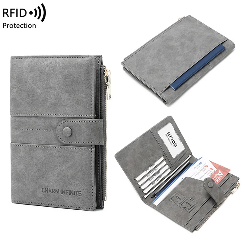 

Women Men Vintage Business Passport Covers Holder Multi-Function ID Bank Card PU Leather Wallet Case Travel Accessories