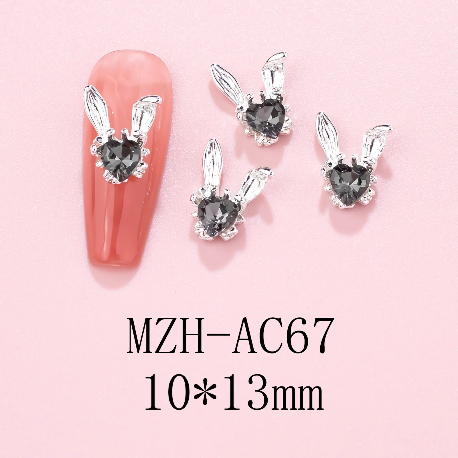 10 Stück Legierung Kaninchenkopf Strasssteine für Maniküre Hase Kopf Nagel Charms für Nagelzubehör – Detail 23