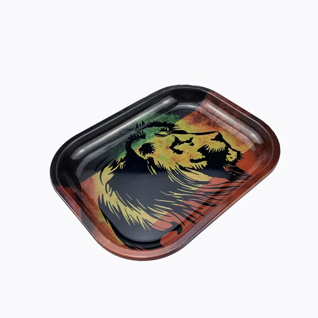 Mini Rasta Lion Rolling Tray - Sturdy Metal Tray for Easy Rolling