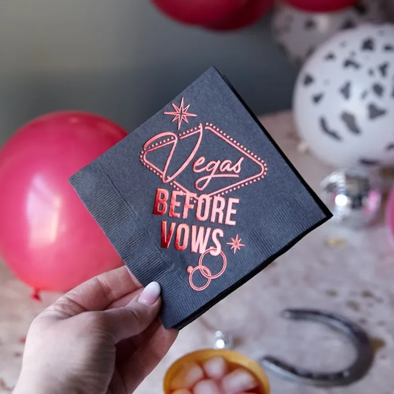 

50pcs Custom Theme Las Vegas themed party napkins Vegas Before Vows Bachelorette Party Napkins Bachelor party square napkins