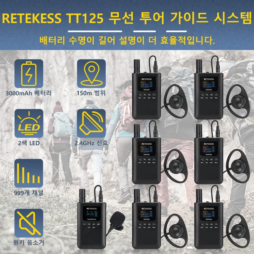 RETEKESS TT125 투어 가이드 시스템 속삭임 투어 가이드 시스템 라디오 가이드: 여행 번역 교회 박물관 하지 컨퍼런스