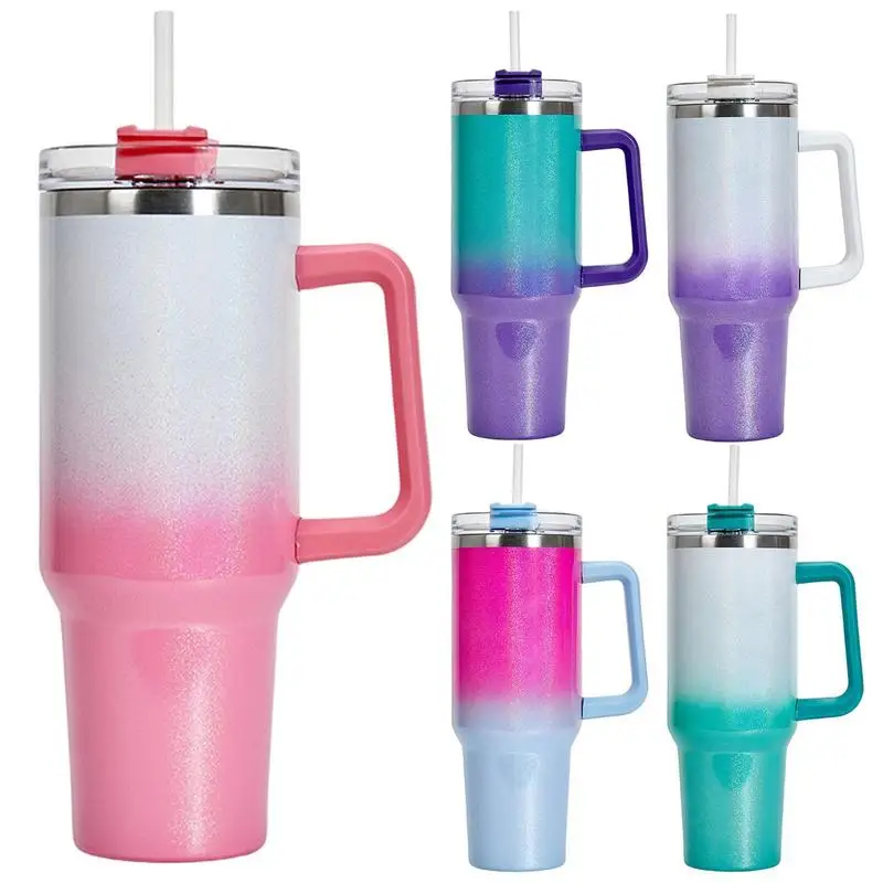 

Straw Coffee Insulation Cup Lid Handle Vacuum Insulated Mug Stainless Steel Drinking Water Bottle Large Capacity Travel Mug