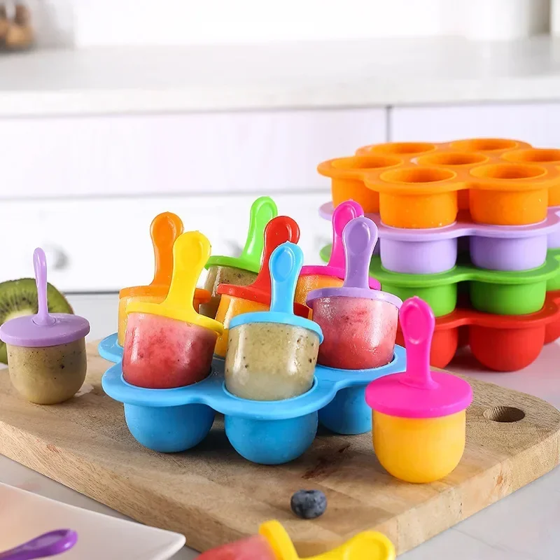 Ice Cream Ice Pops Mold Food Grade Silicone Popsicle Mould Icemaker Baby DIY Food Supplement Tools Fruit Shake Accessories