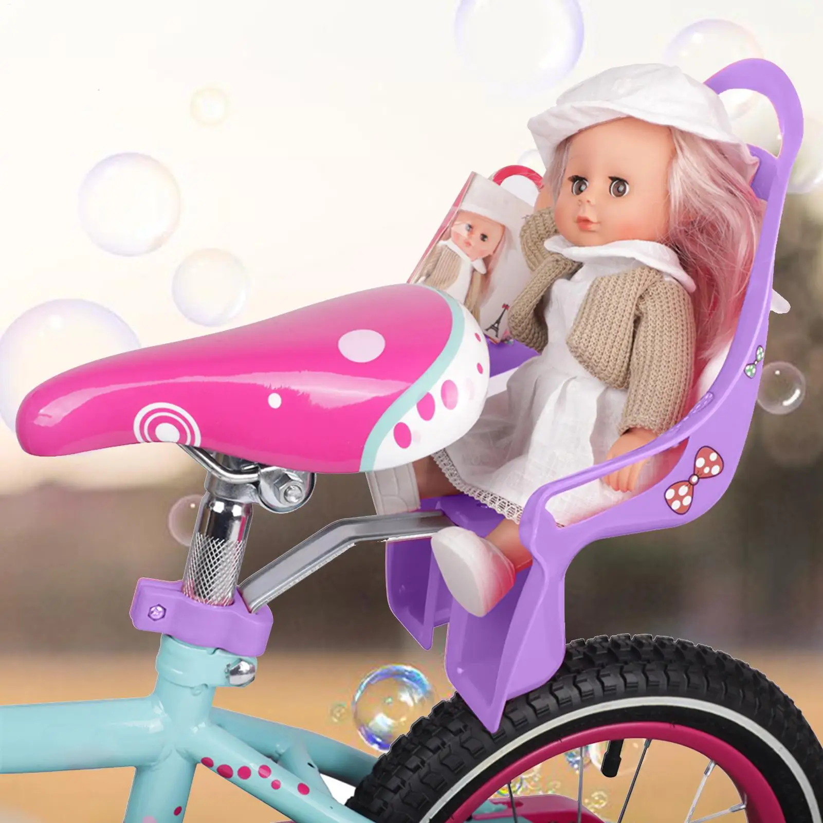 Kids Bike Doll Seat Universal Accessories with Sticker Kids Bike Decoration Doll Bike Seat Bike Accessories for Girl Boys