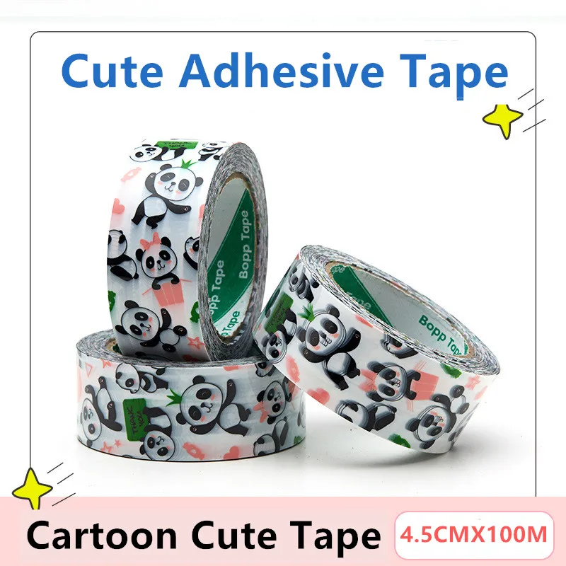 4.5CM 100M Cartoon Cute Panda Patterns Adhesive Tape High Viscosity High Strength DIY Gift Packing Tape Home Decorate Tape