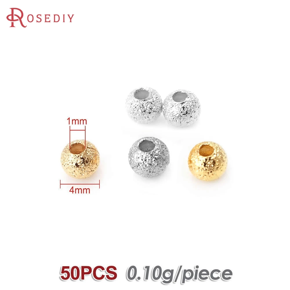 Gold Brass Frosted Matte Round Beads for Jewelry Making - 18K Gold Color, Multiple Sizes