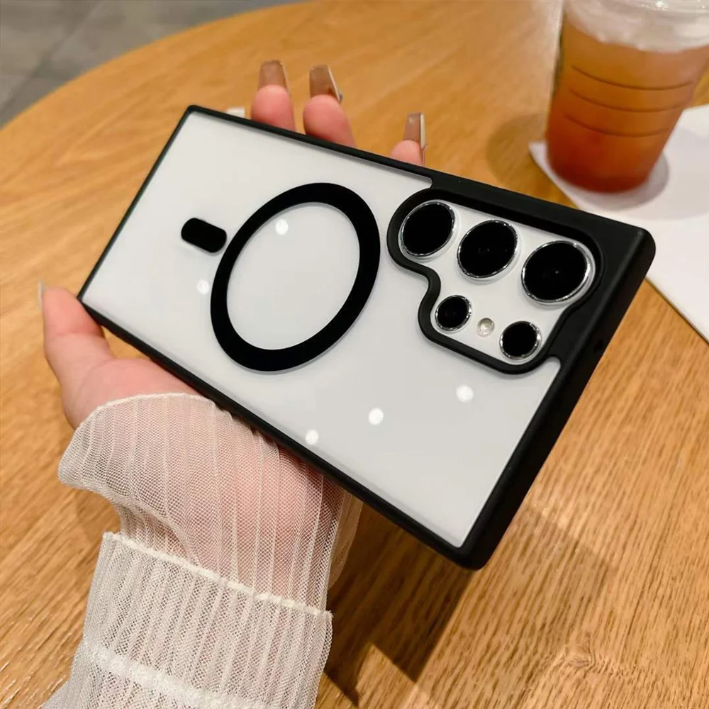 Transparent Magnetic Phone Case with Wireless Charging Capability - Acrylic Cover