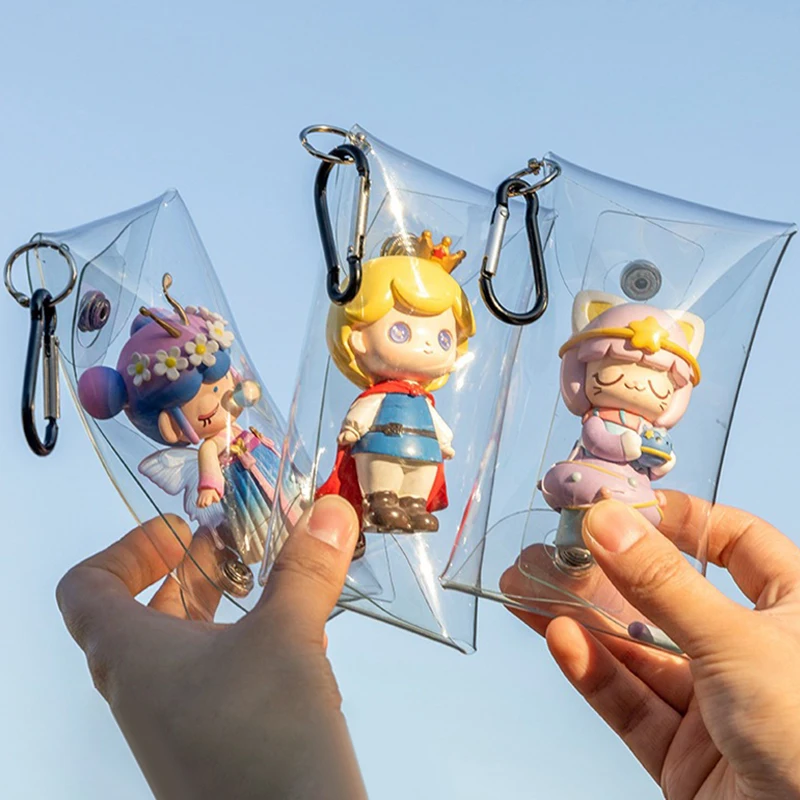 Mini Anime Puppe Display Tasche transparente Geldbörse Schlüssel bund Anhänger quadratische Tasche Veranstalter Schlüssel Lippenstift Kopfhörer Aufbewahrung tasche