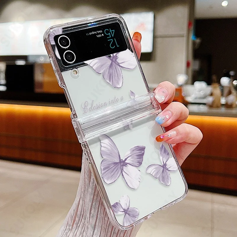 Butterfly Pattern Clear Folding Phone Case - Transparent Hard Cover