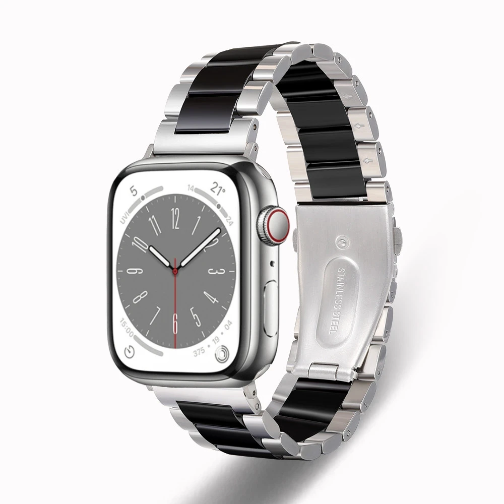 Metal +Ceramic Strap For Apple watch Ultra 49mm 8 7 45mm 41mm Stainless Steel Bracelet band iWatch 6 5 4 SE 44mm 42mm 40mm Belt