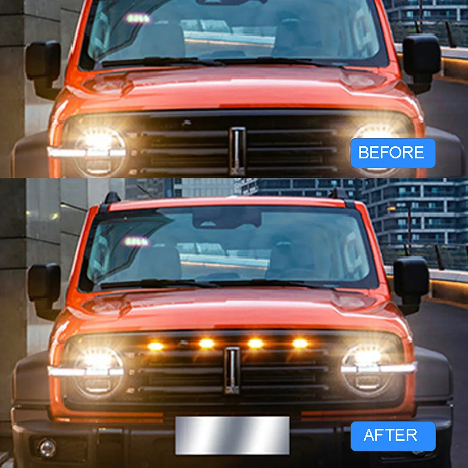 LED Grille Light Universal Car Smoked Amber White Grill Light Lighting Eagle Eye Lamp for Off Road Trunk SUV Ford Toyota car led running lights