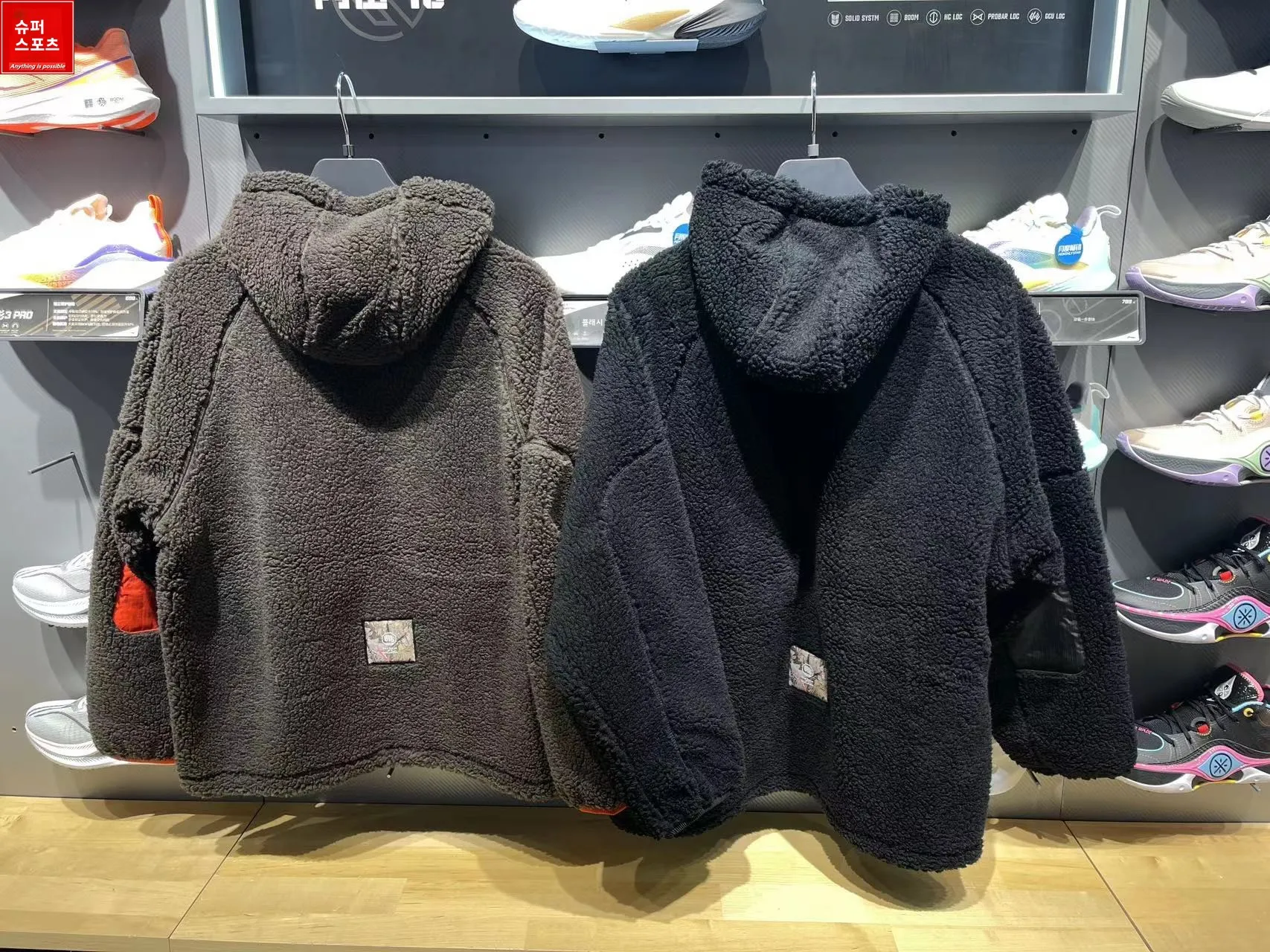 리닝 남성 플리스 안감 후드 재킷 겨울 보온 스포츠웨어 캐주얼 지퍼 브랜드 로고 디자인 친환경