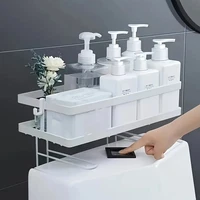 Bathroom Organizer Shelves Over The Toilet Shelf,1Tier Toilet Storage,Multi-function Paper Holder Basket No Drilling Space Saver 2