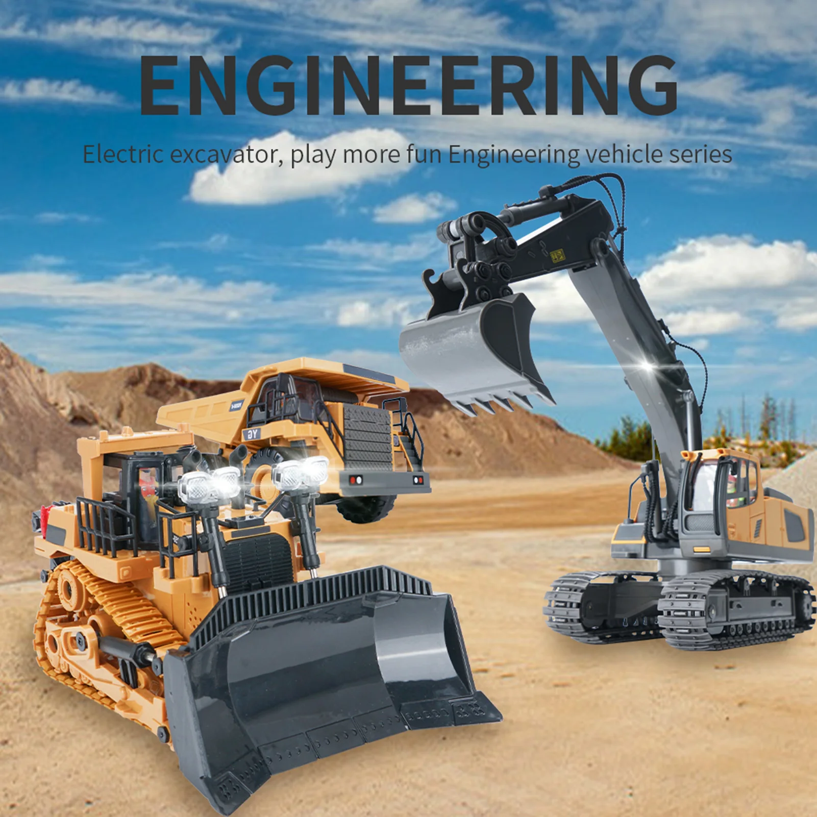 RC Excavator 1/20 2.4GHz 11CH RC Construction Truck Engineering Vehicles Educational Toys for Kids with Light Music 5