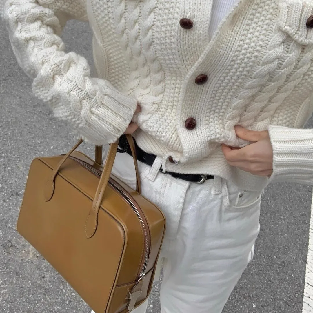 

niche design TOUT messenger bag retro cowhide patchwork handbag ins premium feel tote bag