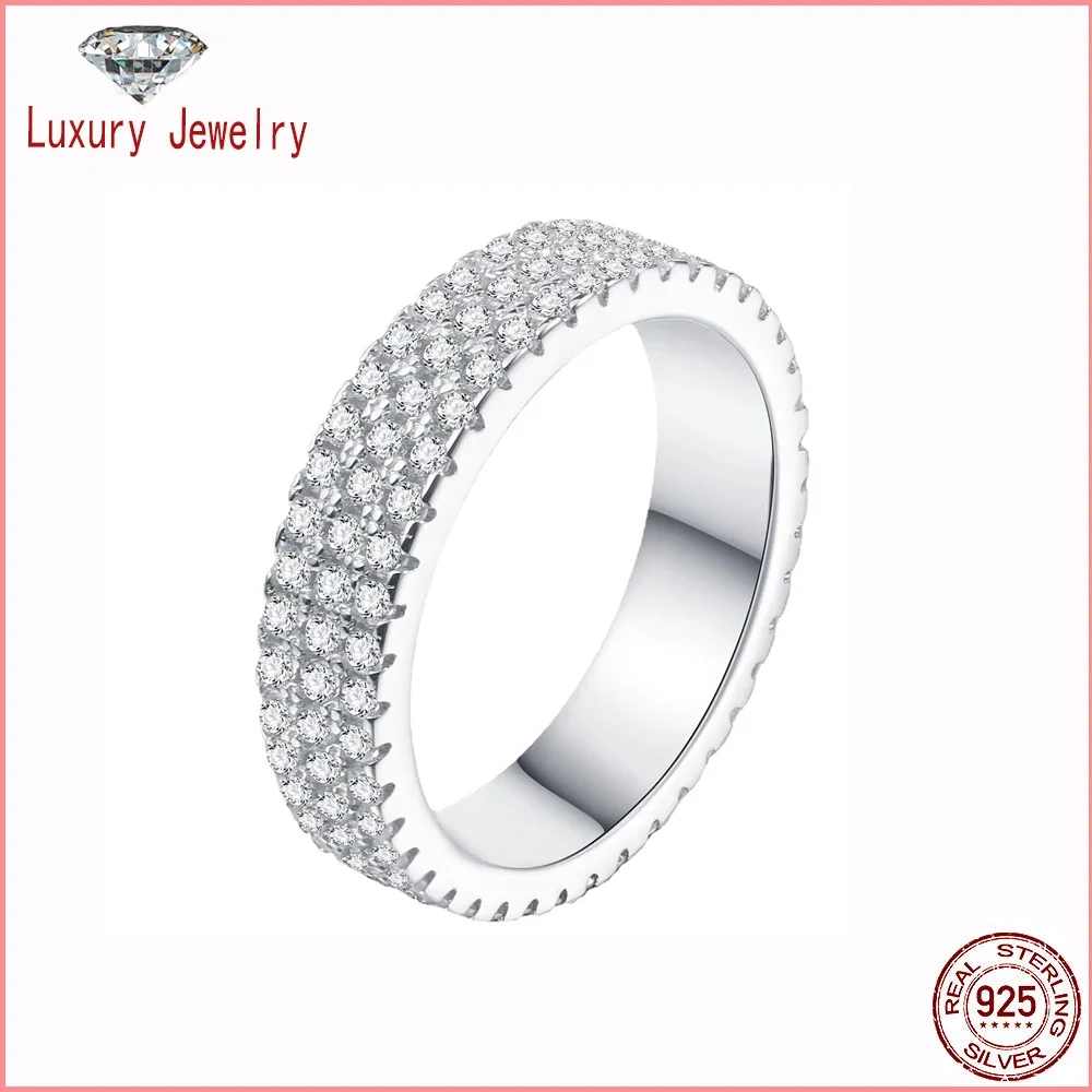 

Роскошные ювелирные изделия из стерлингового серебра 925 пробы полностью из высокоуглеродистого бриллианта кольца для женщин сверкающие ювелирные изделия для свадебной вечеринки подарок оптовая продажа