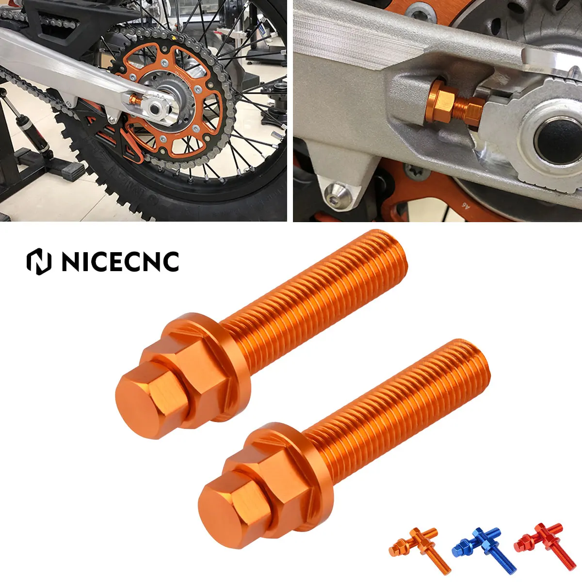NiceCNC Chain Axle Adjuster Bolts Nuts for KTM 125 250 300 350 400 450