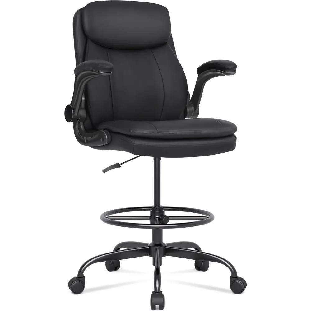 Tall Office Chair, Drafting Chair for Standing Desk, High Desk Chair with Adjustable Height and Flip-up Arm 2