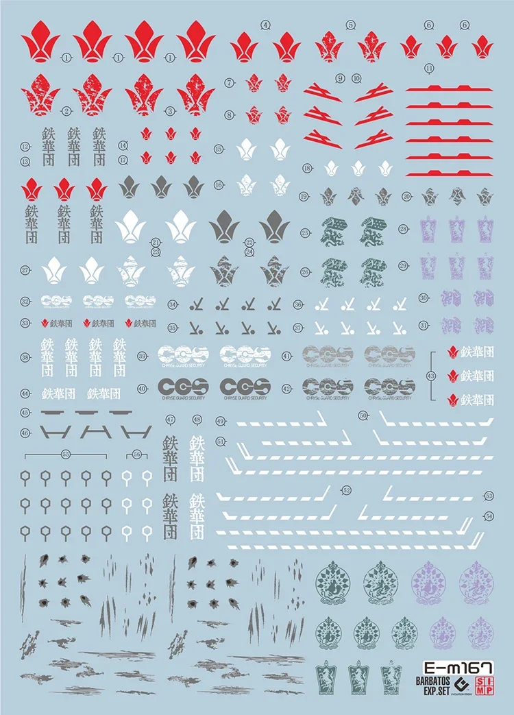 EVO 데칼 E-M167B, MG 1/100 BARBATOS 확장 부품 세트, 형광 워터 스티커, 조립 모델 취미 DIY 액세서리